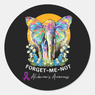 Elephant Forget-me-not Heimer’s Awareness  Classic Round Sticker