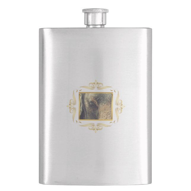 Elephant Framed Hip Flask (Front)
