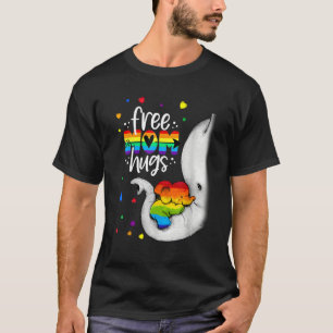 Elephant Free Mom Hugs Rainbow LGBTQ LGBT Pride Mo T-Shirt