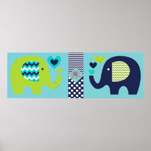 Elephant Friends Nursery Poster