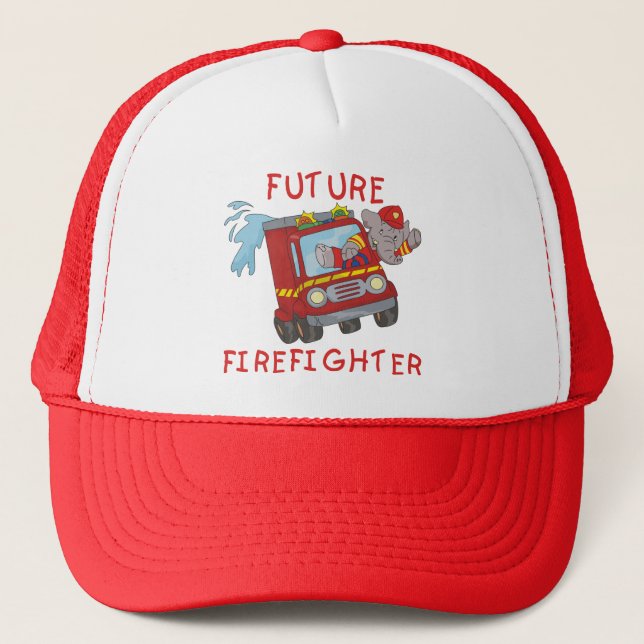 Elephant Future Firefighter T-shirts and Gifts Trucker Hat (Front)