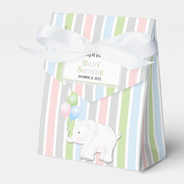 Elephant Gender Neutral | Baby shower Favor Box (Front Side)