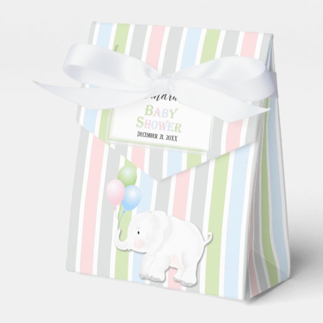 Elephant Gender Neutral | Baby shower Favor Box (Front Side)