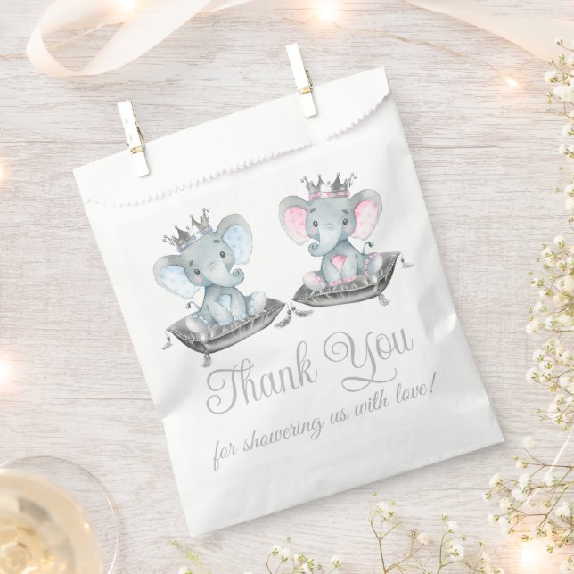 Elephant Gender Reveal Baby Shower Favour Bag (Clipped)