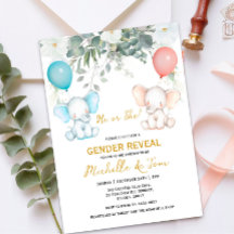 Elephant Gender Reveal Party Invitation