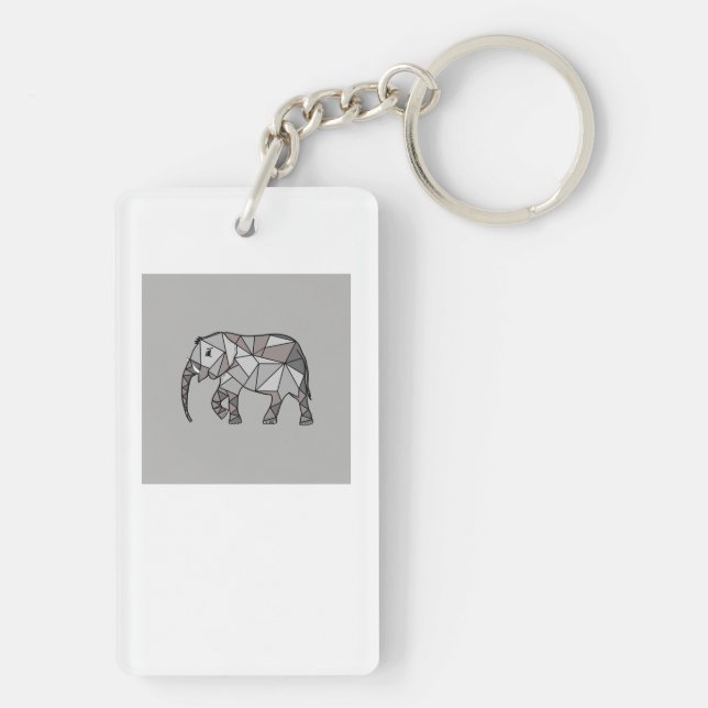 elephant geometric, bishop grey 2, home decor keychain (Back)