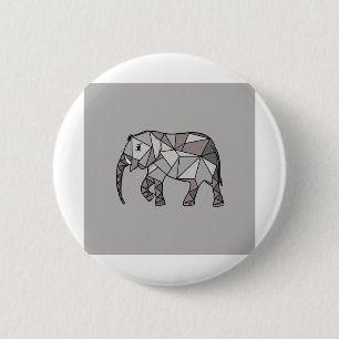 elephant geometric, bishop grey 2 inch round button
