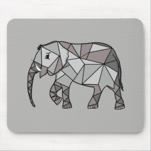 elephant geometric, bishop grey 2 mouse pad