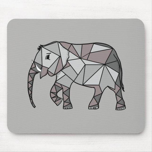 elephant geometric, bishop grey 2 mouse pad (Front)