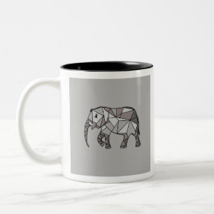 elephant geometric, bishop grey 2 Two-Tone coffee mug