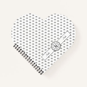 Elephant Geometric Monogram Black and White Notebook