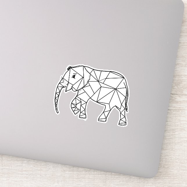 Elephant Geometric Simple Lines White And Black | (Detail)