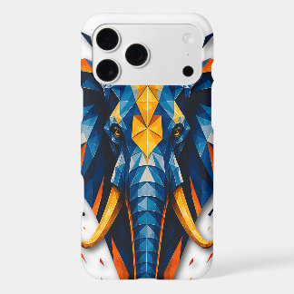 Éléphant Géométrique Art Polygonal Bleu & Orange