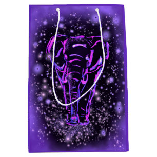 Elephant Gift Bag In Purple Pink Starry Night