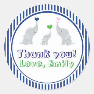 Elephant Gift Favour Label Baby Boy Shower Blue