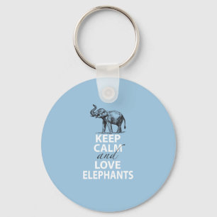 Elephant Gift Keep Calm and Love Elephants Print Keychain