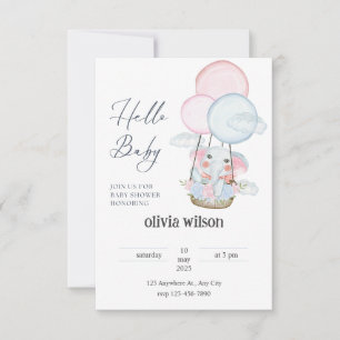 elephant giraffe baby design Invitation