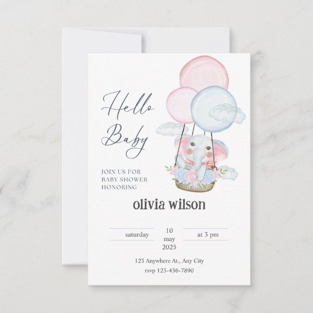 elephant giraffe baby design Invitation (Front)