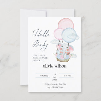 elephant giraffe baby design Invitation