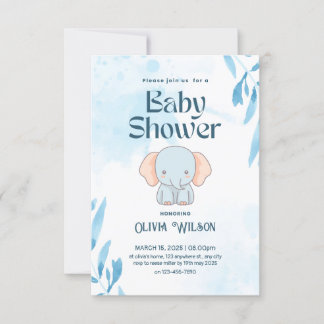 elephant giraffe baby design shower invitation