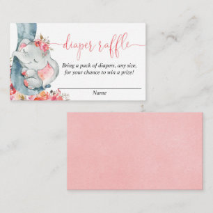 Elephant girl baby shower diaper raffle cards