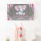 Elephant Girl Backdrop Pink Name Rustic Flowers