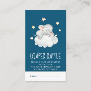 Elephant Girl   Navy Baby Shower Diaper Raffle Enclosure Card