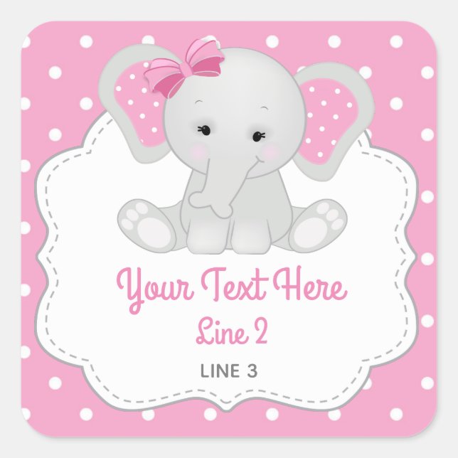 Elephant Girl Square Sticker Label (Front)