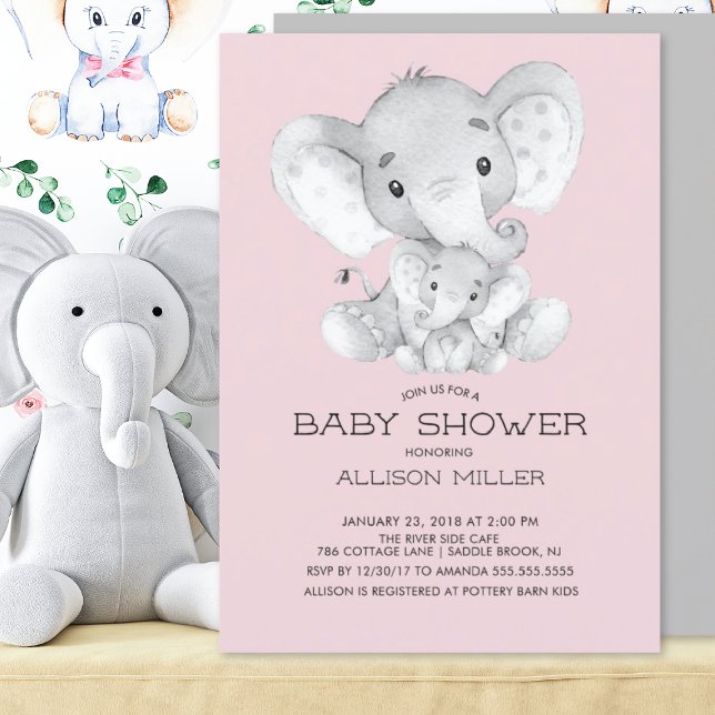 Elephant Girls baby Shower Invitation (Creator Uploaded)