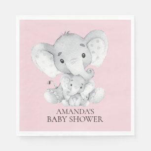 Elephant Girls Baby Shower Paper Napkins