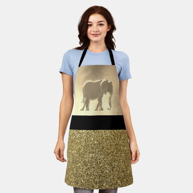 Elephant Gold and Black Elegant Apron (Worn)
