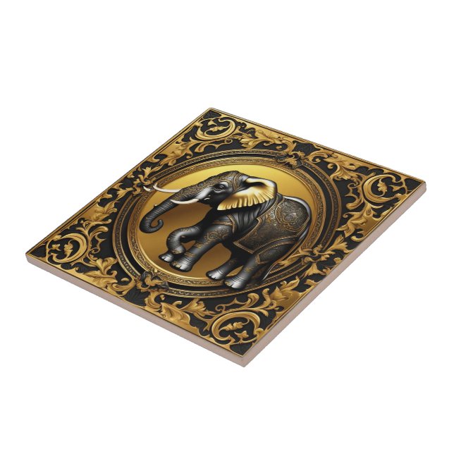 Elephant gold ornamental frame tile (Side)