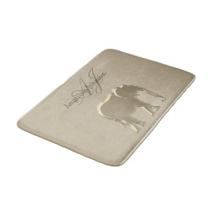 Elephant Golden Elegant Sandstone Monogram Classy Bath Mat
