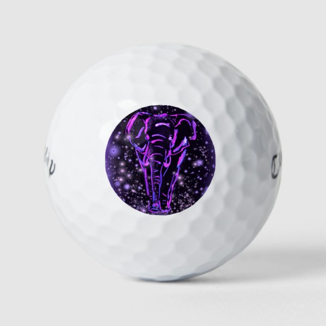 Elephant Golf Balls Walking Purple Starry Night  (Front)