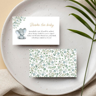 Elephant Greenery Baby Shower Books For Baby Enclosure Card