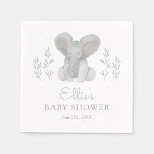Elephant Greenery Baby Shower Napkin