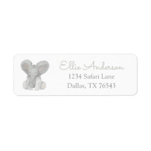 Elephant Greenery Baby Shower Return Address