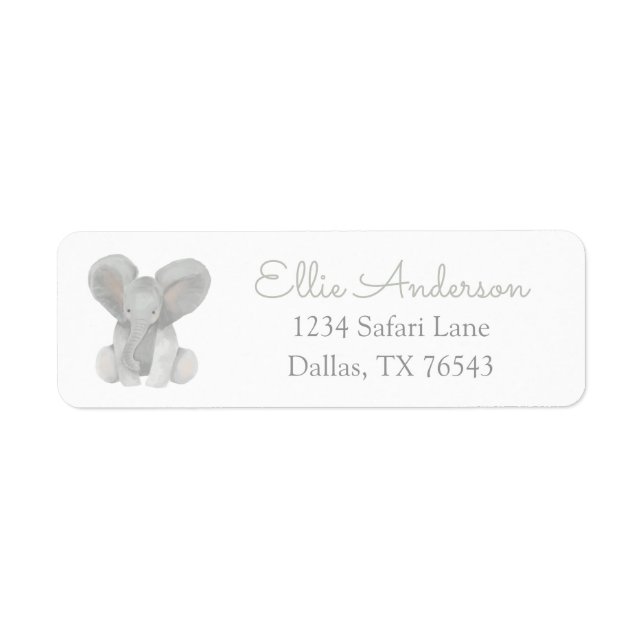 Elephant Greenery Baby Shower Return Address (Front)