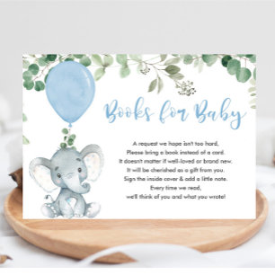 Elephant greenery blue balloon books for baby encl enclosure card
