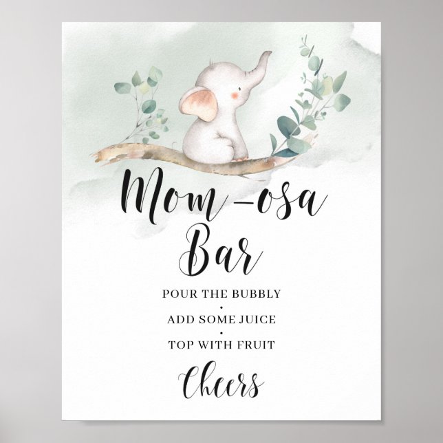 Elephant greenery eucalyptus momosa bar sign (Front)