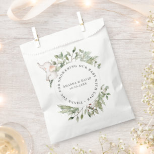 Elephant Greenery Gender Neutral Baby Shower  Favour Bag