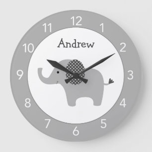 Élephant gris Élephant personnalisé Horloge ronde