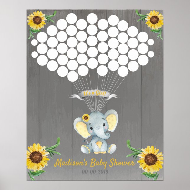 Elephant Guest Book Page Alternative Rustic Yellow (Front)