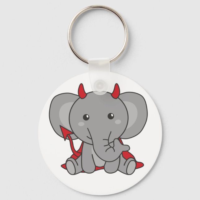 Elephant Halloween Cute Devil Kids Witches Costume Keychain (Front)