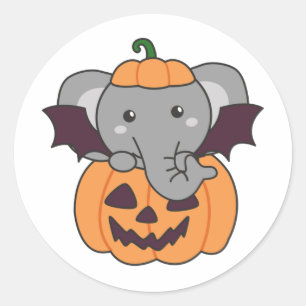 Elephant Halloween Pumpkin Bat Costume Classic Round Sticker