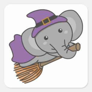 Elephant Halloween Witch Kids Witches Costume Squa Square Sticker