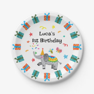Elephant Hand Draw Paper Plate