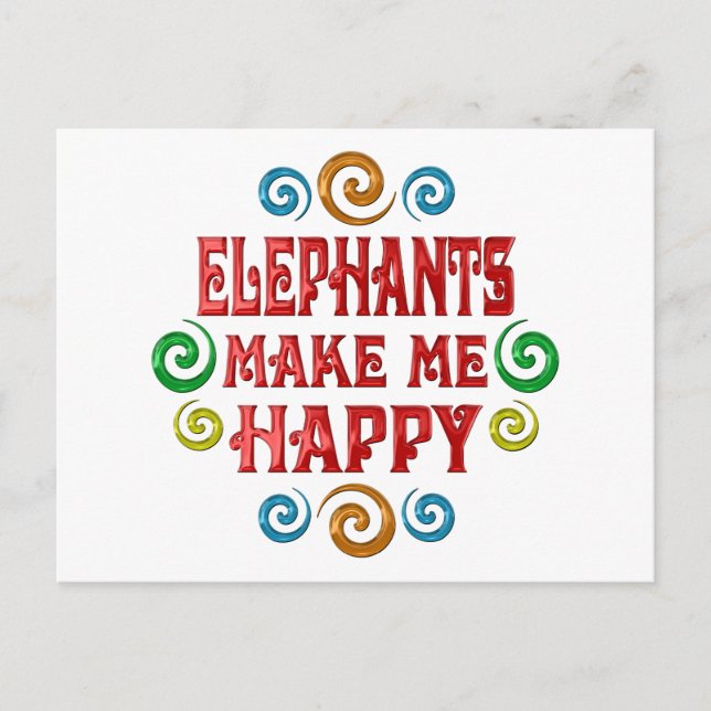 Elephant Happiness Postcard (Front)