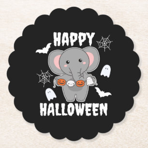 Elephant Happy Halloween Pumpkin Bat Costume Paper Coaster