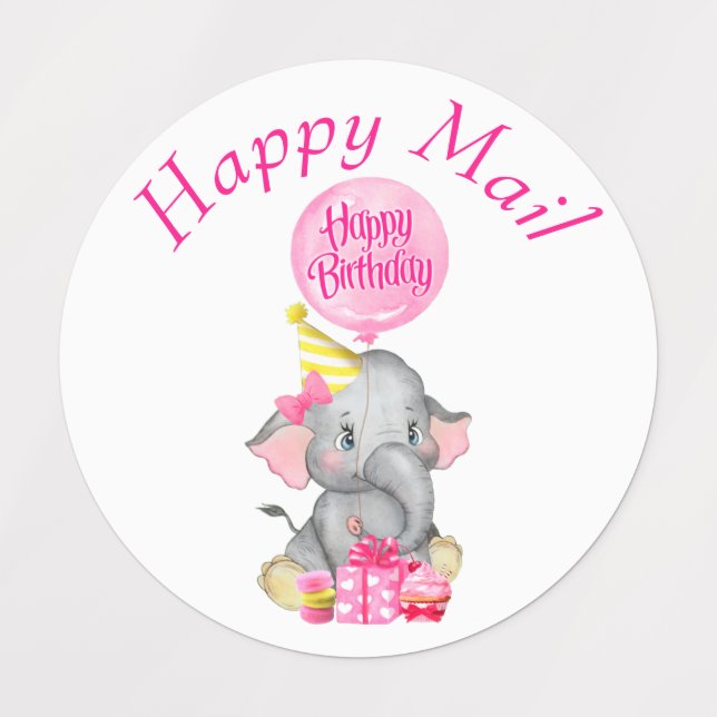 Elephant Happy Mail  Labels (Design 1)